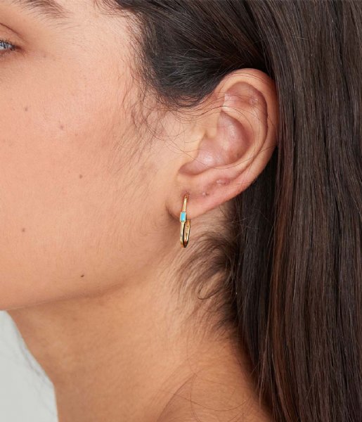 Ania Haie Oorbellen Turquoise Oval Hoop Earrings Gold